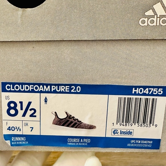 NEW! Adidas Women's CLOUDFOAM PURE 2.0 SHOES, Black/White Running Shoes - Picture 9 of 9